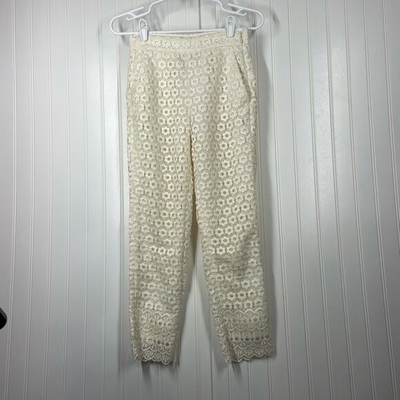 J.Crew Women’s High Rise Flat Front white Cropped Dress Pants Size 0 - Picture 1 of 10